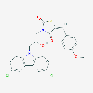 molecular formula C26H20Cl2N2O4S B406013 3-[3-(3,6-dichloro-9H-carbazol-9-yl)-2-hydroxypropyl]-5-(4-methoxybenzylidene)-1,3-thiazolidine-2,4-dione 