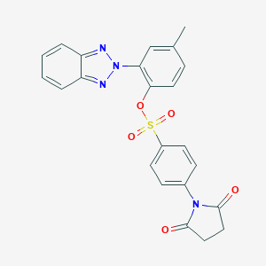 molecular formula C23H18N4O5S B406019 2-(2H-1,2,3-benzotriazol-2-yl)-4-methylphenyl 4-(2,5-dioxo-1-pyrrolidinyl)benzenesulfonate 