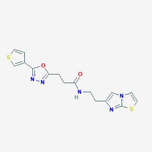 molecular formula C16H15N5O2S2 B4060195 N-(2-imidazo[2,1-b][1,3]thiazol-6-ylethyl)-3-[5-(3-thienyl)-1,3,4-oxadiazol-2-yl]propanamide 