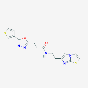 N-(2-imidazo[2,1-b][1,3]thiazol-6-ylethyl)-3-[5-(3-thienyl)-1,3,4-oxadiazol-2-yl]propanamide