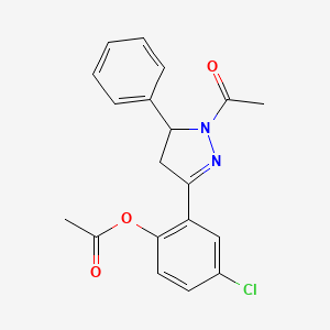 molecular formula C19H17ClN2O3 B4060200 2-(1-acetyl-5-phenyl-4,5-dihydro-1H-pyrazol-3-yl)-4-chlorophenyl acetate 