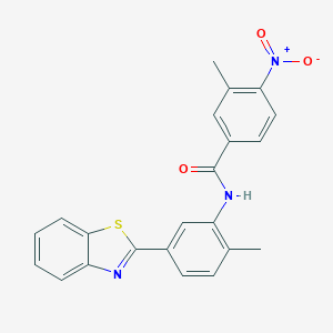 molecular formula C22H17N3O3S B406023 N-[5-(1,3-benzothiazol-2-yl)-2-methylphenyl]-4-nitro-3-methylbenzamide 