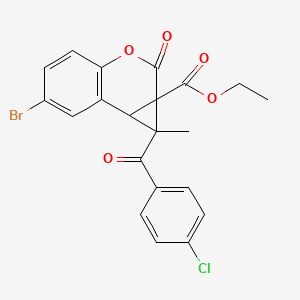 molecular formula C21H16BrClO5 B4060238 6-溴-1-(4-氯苯甲酰)-1-甲基-2-氧代-1,7b-二氢环丙并[c]色烯-1a(2H)-羧酸乙酯 