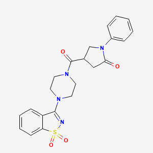 molecular formula C22H22N4O4S B4060242 4-{[4-(1,1-二氧化-1,2-苯并异噻唑-3-基)-1-哌嗪基]羰基}-1-苯基-2-吡咯烷酮 