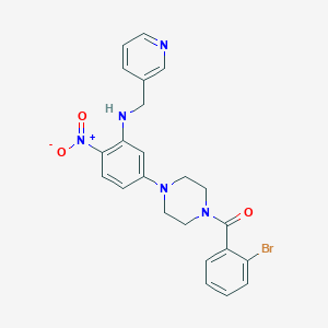 molecular formula C23H22BrN5O3 B4060249 5-[4-(2-bromobenzoyl)-1-piperazinyl]-2-nitro-N-(3-pyridinylmethyl)aniline 