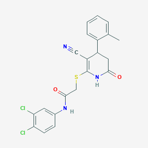 2-{[3-cyano-4-(2-methylphenyl)-6-oxo-1,4,5,6-tetrahydro-2-pyridinyl]thio}-N-(3,4-dichlorophenyl)acetamide