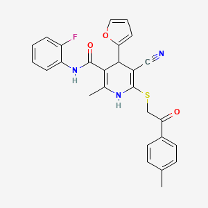 molecular formula C27H22FN3O3S B4060274 5-氰基-N-(2-氟苯基)-4-(2-呋喃基)-2-甲基-6-{[2-(4-甲苯基)-2-氧代乙基]硫代}-1,4-二氢-3-吡啶甲酰胺 