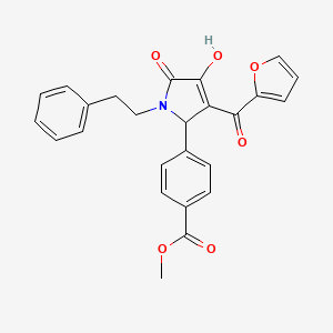 molecular formula C25H21NO6 B4060287 methyl 4-[3-(2-furoyl)-4-hydroxy-5-oxo-1-(2-phenylethyl)-2,5-dihydro-1H-pyrrol-2-yl]benzoate 