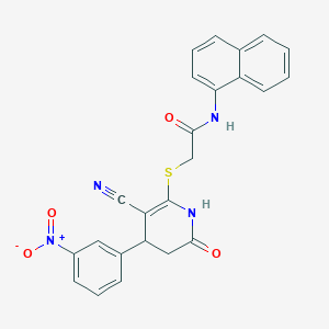 molecular formula C24H18N4O4S B4060312 2-{[3-氰基-4-(3-硝基苯基)-6-氧代-1,4,5,6-四氢-2-吡啶基]硫代}-N-1-萘乙酰胺 