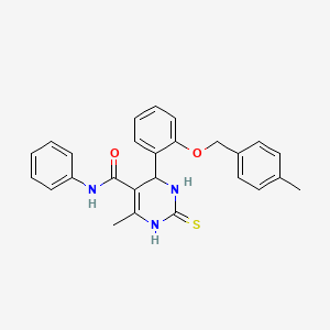 molecular formula C26H25N3O2S B4060330 2-mercapto-4-methyl-6-{2-[(4-methylbenzyl)oxy]phenyl}-N-phenyl-1,6-dihydro-5-pyrimidinecarboxamide 
