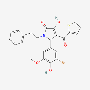 molecular formula C24H20BrNO5S B4060338 5-(3-bromo-4-hydroxy-5-methoxyphenyl)-3-hydroxy-1-(2-phenylethyl)-4-(2-thienylcarbonyl)-1,5-dihydro-2H-pyrrol-2-one 
