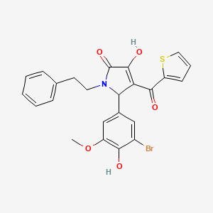 molecular formula C24H20BrNO5S B4060338 5-(3-溴-4-羟基-5-甲氧基苯基)-3-羟基-1-(2-苯乙基)-4-(2-噻吩基羰基)-1,5-二氢-2H-吡咯-2-酮 