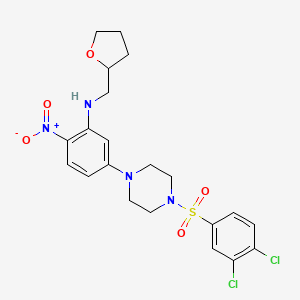 (5-{4-[(3,4-dichlorophenyl)sulfonyl]-1-piperazinyl}-2-nitrophenyl)(tetrahydro-2-furanylmethyl)amine