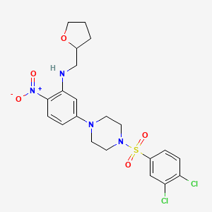 molecular formula C21H24Cl2N4O5S B4060341 (5-{4-[(3,4-dichlorophenyl)sulfonyl]-1-piperazinyl}-2-nitrophenyl)(tetrahydro-2-furanylmethyl)amine 