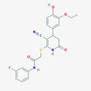 2-{[3-cyano-4-(3-ethoxy-4-hydroxyphenyl)-6-oxo-1,4,5,6-tetrahydro-2-pyridinyl]thio}-N-(3-fluorophenyl)acetamide