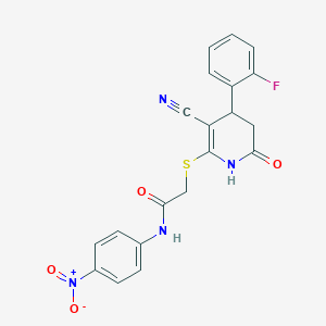 molecular formula C20H15FN4O4S B4060370 2-{[3-cyano-4-(2-fluorophenyl)-6-oxo-1,4,5,6-tetrahydro-2-pyridinyl]thio}-N-(4-nitrophenyl)acetamide 