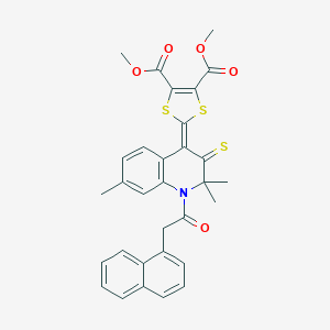 molecular formula C31H27NO5S3 B406038 dimethyl 2-(2,2,7-trimethyl-1-(1-naphthylacetyl)-3-thioxo-2,3-dihydro-4(1H)-quinolinylidene)-1,3-dithiole-4,5-dicarboxylate 