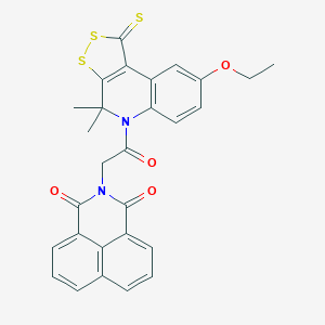 molecular formula C28H22N2O4S3 B406040 2-[2-(8-ethoxy-4,4-dimethyl-1-thioxo-1,4-dihydro-5H-[1,2]dithiolo[3,4-c]quinolin-5-yl)-2-oxoethyl]-1H-benzo[de]isoquinoline-1,3(2H)-dione CAS No. 331973-50-3