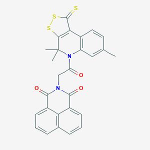 molecular formula C27H20N2O3S3 B406041 2-[2-oxo-2-(4,4,7-trimethyl-1-thioxo-1,4-dihydro-5H-[1,2]dithiolo[3,4-c]quinolin-5-yl)ethyl]-1H-benzo[de]isoquinoline-1,3(2H)-dione CAS No. 331973-51-4