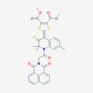 molecular formula C33H26N2O7S3 B406050 dimethyl 2-(1-[(1,3-dioxo-1H-benzo[de]isoquinolin-2(3H)-yl)acetyl]-2,2,7-trimethyl-3-thioxo-2,3-dihydro-4(1H)-quinolinylidene)-1,3-dithiole-4,5-dicarboxylate 