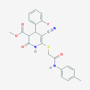 molecular formula C23H20FN3O4S B4060513 methyl 5-cyano-4-(2-fluorophenyl)-6-({2-[(4-methylphenyl)amino]-2-oxoethyl}thio)-2-oxo-1,2,3,4-tetrahydro-3-pyridinecarboxylate 