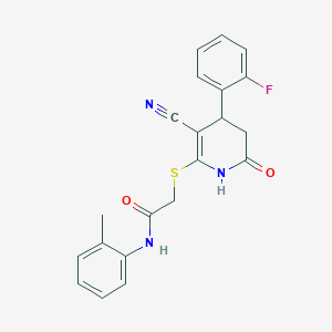 molecular formula C21H18FN3O2S B4060551 2-{[3-cyano-4-(2-fluorophenyl)-6-oxo-1,4,5,6-tetrahydro-2-pyridinyl]thio}-N-(2-methylphenyl)acetamide 