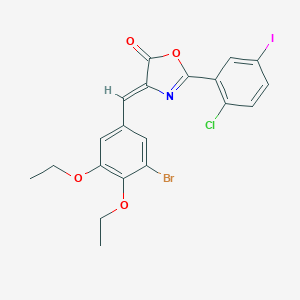 molecular formula C20H16BrClINO4 B406056 4-(3-bromo-4,5-diethoxybenzylidene)-2-(2-chloro-5-iodophenyl)-1,3-oxazol-5(4H)-one 