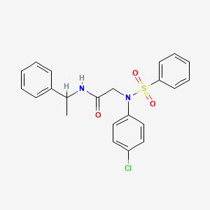 molecular formula C22H21ClN2O3S B4060596 N~2~-(4-chlorophenyl)-N~1~-(1-phenylethyl)-N~2~-(phenylsulfonyl)glycinamide 