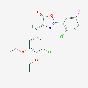 molecular formula C20H16Cl2INO4 B406060 4-(3-chloro-4,5-diethoxybenzylidene)-2-(2-chloro-5-iodophenyl)-1,3-oxazol-5(4H)-one 