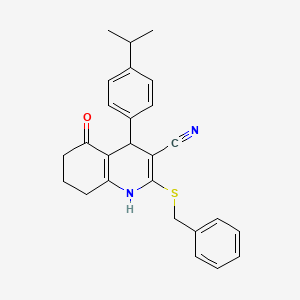 2-(benzylthio)-4-(4-isopropylphenyl)-5-oxo-1,4,5,6,7,8-hexahydro-3-quinolinecarbonitrile