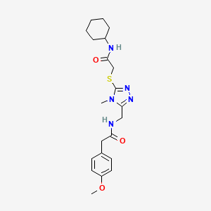 molecular formula C21H29N5O3S B4060636 N-[(5-{[2-(cyclohexylamino)-2-oxoethyl]thio}-4-methyl-4H-1,2,4-triazol-3-yl)methyl]-2-(4-methoxyphenyl)acetamide 