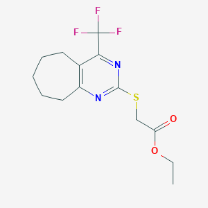 molecular formula C14H17F3N2O2S B4060657 ethyl {[4-(trifluoromethyl)-6,7,8,9-tetrahydro-5H-cyclohepta[d]pyrimidin-2-yl]thio}acetate 