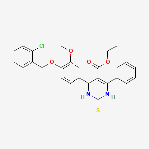 molecular formula C27H25ClN2O4S B4060658 ethyl 6-{4-[(2-chlorobenzyl)oxy]-3-methoxyphenyl}-2-mercapto-4-phenyl-1,6-dihydro-5-pyrimidinecarboxylate 