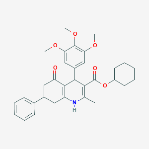 molecular formula C32H37NO6 B406066 Cyclohexyl 2-methyl-5-oxo-7-phenyl-4-(3,4,5-trimethoxyphenyl)-1,4,5,6,7,8-hexahydro-3-quinolinecarboxylate 