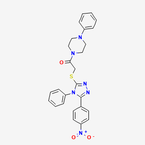 molecular formula C26H24N6O3S B4060667 1-({[5-(4-nitrophenyl)-4-phenyl-4H-1,2,4-triazol-3-yl]thio}acetyl)-4-phenylpiperazine 