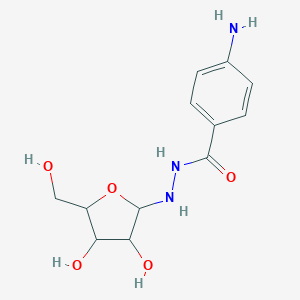 molecular formula C12H17N3O5 B406068 4-amino-N'-[3,4-dihydroxy-5-(hydroxymethyl)oxolan-2-yl]benzohydrazide 