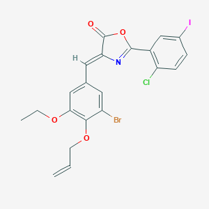 molecular formula C21H16BrClINO4 B406069 4-[4-(allyloxy)-3-bromo-5-ethoxybenzylidene]-2-(2-chloro-5-iodophenyl)-1,3-oxazol-5(4H)-one 