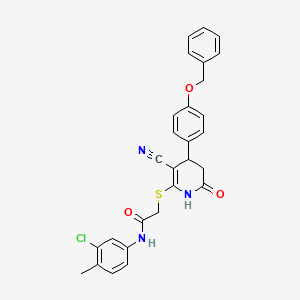 2-({4-[4-(benzyloxy)phenyl]-3-cyano-6-oxo-1,4,5,6-tetrahydro-2-pyridinyl}thio)-N-(3-chloro-4-methylphenyl)acetamide