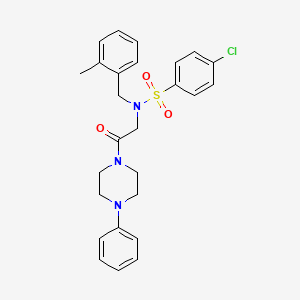 molecular formula C26H28ClN3O3S B4060719 4-Chloro-N-(2-methyl-benzyl)-N-[2-oxo-2-(4-phenyl-piperazin-1-yl)-ethyl]-benzenesulfonamide 