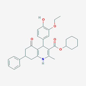 molecular formula C31H35NO5 B406074 Cyclohexyl 4-(3-ethoxy-4-hydroxyphenyl)-2-methyl-5-oxo-7-phenyl-1,4,5,6,7,8-hexahydro-3-quinolinecarboxylate 