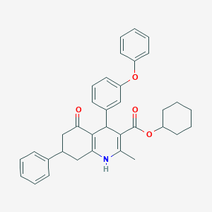 molecular formula C35H35NO4 B406075 Cyclohexyl 2-methyl-5-oxo-4-(3-phenoxyphenyl)-7-phenyl-1,4,5,6,7,8-hexahydro-3-quinolinecarboxylate 