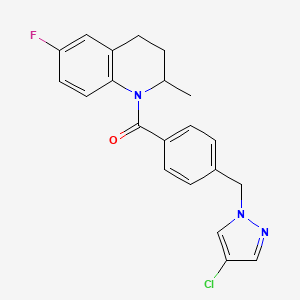 molecular formula C21H19ClFN3O B4060767 1-{4-[(4-chloro-1H-pyrazol-1-yl)methyl]benzoyl}-6-fluoro-2-methyl-1,2,3,4-tetrahydroquinoline 