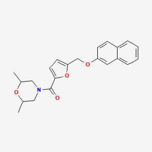 molecular formula C22H23NO4 B4060775 2,6-dimethyl-4-{5-[(2-naphthyloxy)methyl]-2-furoyl}morpholine 