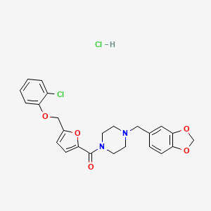 molecular formula C24H24Cl2N2O5 B4060794 1-(1,3-benzodioxol-5-ylmethyl)-4-{5-[(2-chlorophenoxy)methyl]-2-furoyl}piperazine hydrochloride 