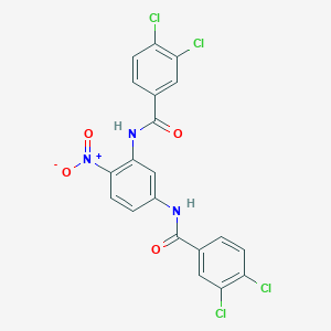 molecular formula C20H11Cl4N3O4 B406085 3,4-dichloro-N-{5-{[(3,4-dichlorophenyl)carbonyl]amino}-2-nitrophenyl}benzamide 