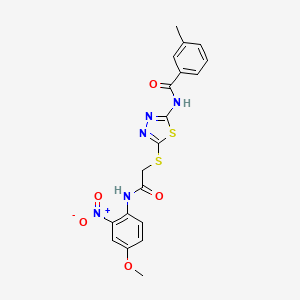 molecular formula C19H17N5O5S2 B4060894 N-[5-({2-[(4-methoxy-2-nitrophenyl)amino]-2-oxoethyl}thio)-1,3,4-thiadiazol-2-yl]-3-methylbenzamide 