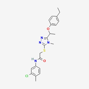 molecular formula C22H25ClN4O2S B4060899 N-(3-chloro-4-methylphenyl)-2-({5-[1-(4-ethylphenoxy)ethyl]-4-methyl-4H-1,2,4-triazol-3-yl}thio)acetamide 