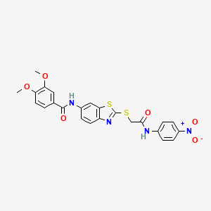 molecular formula C24H20N4O6S2 B4060916 3,4-dimethoxy-N-[2-({2-[(4-nitrophenyl)amino]-2-oxoethyl}thio)-1,3-benzothiazol-6-yl]benzamide 