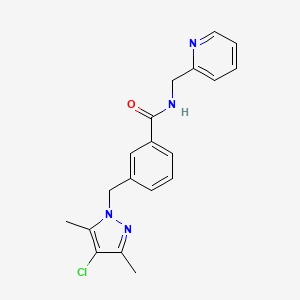 molecular formula C19H19ClN4O B4060955 3-[(4-chloro-3,5-dimethyl-1H-pyrazol-1-yl)methyl]-N-(2-pyridinylmethyl)benzamide 