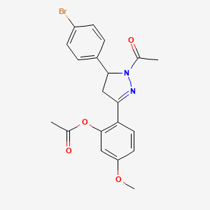 molecular formula C20H19BrN2O4 B4060977 2-[1-acetyl-5-(4-bromophenyl)-4,5-dihydro-1H-pyrazol-3-yl]-5-methoxyphenyl acetate 